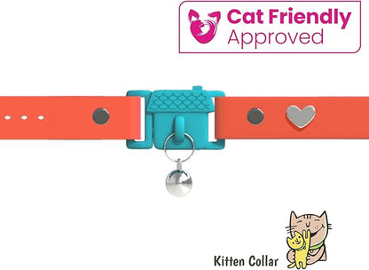 Kittyrama Tangerine Kitten Collar with Bell. Breakaway Cat Collar. Won't Rub Fur. Lightweight, Soft & Comfy