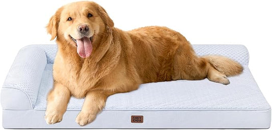EHEYCIGA Extra Large Dog Bed Othorpedic, Memory Foam XL Dog Bed with Washable Removable Cover, Waterproof Pet Sofa Couch XLarge Size Dogs with Nonskid Bottom, 44x32x6.5, Washblue