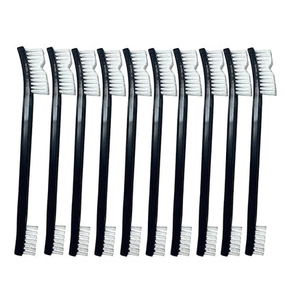 10 Nylon Brushes for Sneakers, Aquariums & Electronics – Non-Scratch, Includes Angled Brush for Bicycle Chains - Perfect for Tight Spaces - Car Detailing Nylon Brushes for Guns, Tiles & Car Interiors