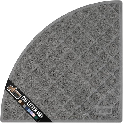 GORILLA GRIP Cat Litter Box Mat, 32x32, Water Resistant, US Designed Kitty Litter Trapping Mats, Easy to Clean, Scatter Control, Less Mess and Clean Floors, Kitten Supplies for Indoor Cats, Grey