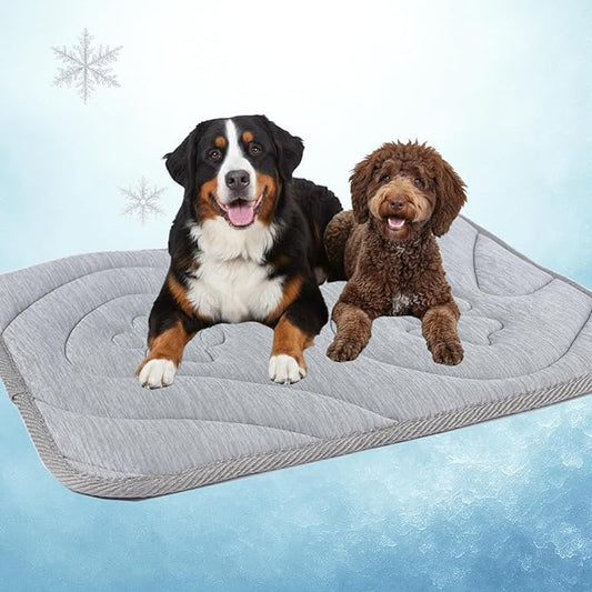 Dog Cooling Mat, Reversible Cool & Warm Pet Orthopedic Pad, Thick Mat for Summer & Winter, Machine Washable, Portable for Crate, Kennel, Bed, Floor, Sofa, Car (Cool Grey, X-Large)