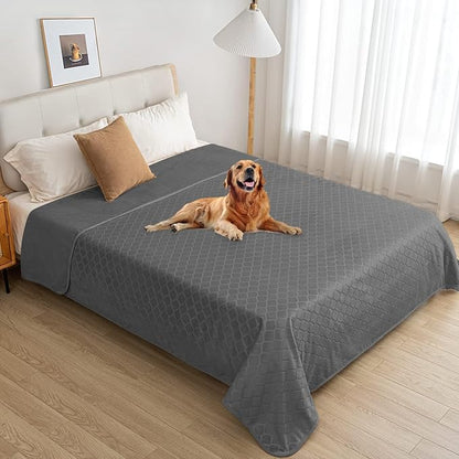 fuguitex Waterproof Dog Blanket Bed Cover Dog Crystal Velvet Moroccan Fuzzy Cozy Plush Pet Blanket Throw Blanket for Couch Sofa(30 * 70 inch, Dark Grey+Grey)