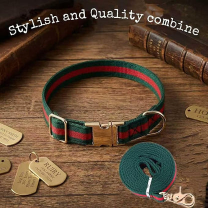 Premium Dog Collar, Cute Dog Collars Luxury Style, Durable Pet Collars and Dog Leash with Metal Buckle Safety for Medium Dogs