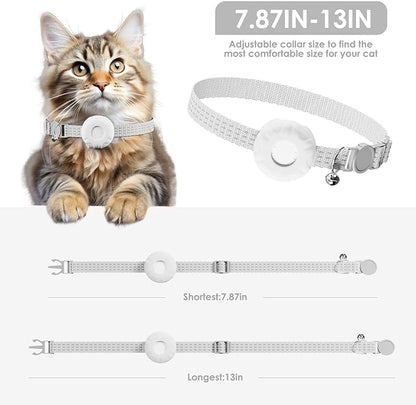 Cat GPS Tracker, Smart Cat Tracker Compatible with Apple Find My App (Only iOS), No Monthly Fee, Waterproof (White Tracker, White Cat Collar)