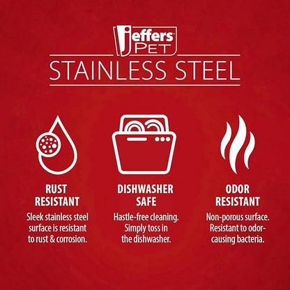 Jeffers Pet Standard Weight Stainless Steel Bowls for Dogs, Cats, Puppies, Kittens, Food & Water, Durable Feeding Dish, Travel, Camping, Indoor Outdoor Use, Dishwasher Safe - 3 Quart 12 Pack