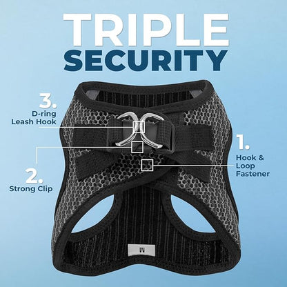 Best Pet Supplies Voyager Step-in Air Harness - All Weather Mesh, Reflective, No Pull Harness for Dogs, Cats - Secure with Hook & Loop Fastener, Buckle, Double D-Rings - Gray 2-Tone, M