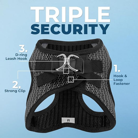 Best Pet Supplies Voyager Step-in Air Harness - All Weather Mesh, Reflective, No Pull Harness for Dogs, Cats - Secure with Hook & Loop Fastener, Buckle, Double D-Rings - Gray 2-Tone, XL