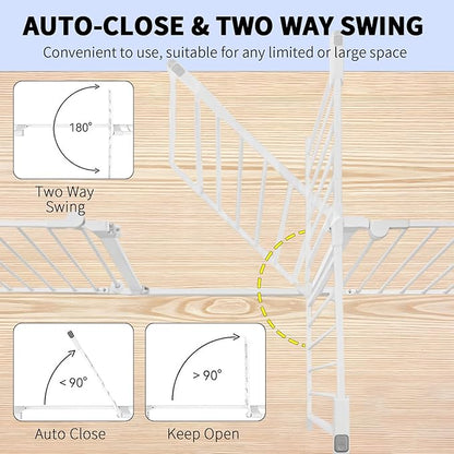 81.11" Extra Wide Baby Gate with Cat Door, Auto Close Pet Gates Dog Gate, Hardware Mounted Walk Through Swing Safety Baby Gates for Stairs, Doorways, Kitchen, House, 30" Tall, 3 Panels