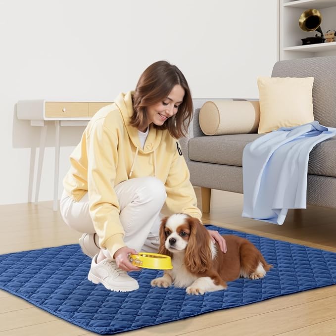 Smiry Waterproof Dog Bed Cover Blanket, Soft Reversible Pet Blanket, Washable Leakproof Cats Dogs Couch Cover for Sofa, Couch, Furniture (40x50 Inch, Navy/Blue)