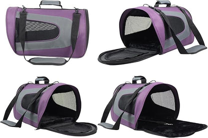 EliteField Deluxe Soft Pet Carrier (3 Year Warranty, Airline Approved), Multiple Sizes and Colors Available (20" L x 11" W x 11" H, Purple+Gray)