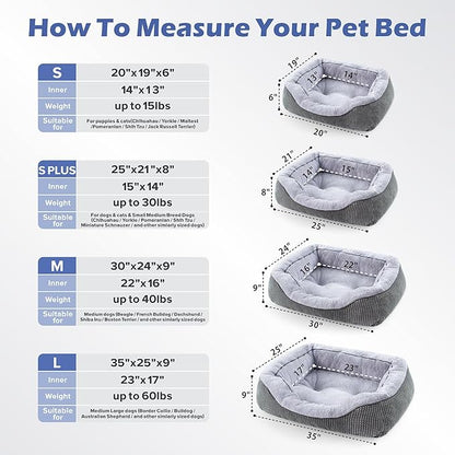 INVENHO Large Dog Beds Large Sized Dog Washable, Orthopedic Warming Soft Sleeping Puppy Bed Durable Pet Bed with Anti-Slip Bottom L(35"x25"x10")