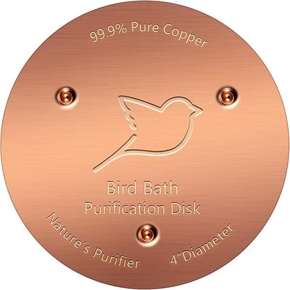 NNG 1 Pack Bird Bath Copper Disk,1mm Thick Reinforced 99.9% Pure Copper Bird Bath Purification Disk with Triple-Point Support,Physical Safe Water Cleaner for Outdoor Birdbaths Bowls,All-Season Use