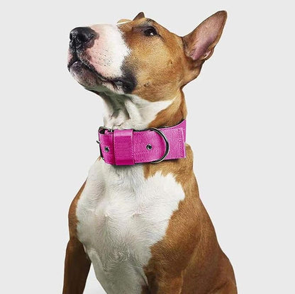 Heavy Duty Tactical Dog Collar - 1.5" Width Military Durable Thick Nylon with Adjustable Metal D Ring & Buckle Working Training K9 Collar for Medium Large Dogs (M(17"-20"), Hot Pink)