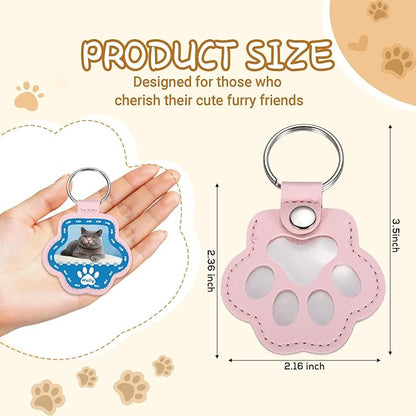 Custom Leather Pet Fur Keychain – Personalized Memorial Keepsake Keyring for Friend, Dog Cat Hair Sympathy Gifts﻿