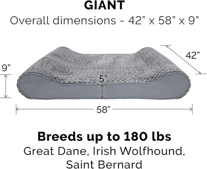 Furhaven Replacement Dog Bed Cover Ultra Plush Faux Fur & Suede Contour Luxe Lounger, Machine Washable - Gray, Giant (XXX-Large)