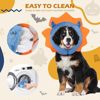 IEUUMLER Inflatable Recovery Dog Collar, Protective Donut Cone, Adjustable Soft Collar for Dog and Cat After Surgery Prevent from Biting & Scratching EU002 - Vampire M