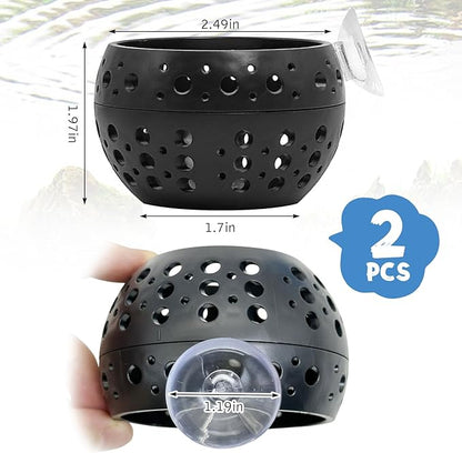 Fhiny Betta Tunnel, 2 PCS Aquarium Fish Hideout with Suction Cup Tank Tunnel Shrimp Cave Aquarium Ornament Fish Tank Accessories for Shrimp Betta Guppy Hiding Resting (Black)