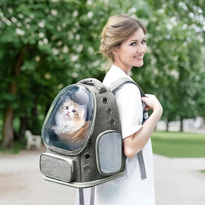 Pawstrip Cat Backpack Carrier with Large Space Bubble Window, Airline Approved Breathable Pet Carrier for Small Dogs Cats up to 15lbs, Foldable for Travel Hiking & Outdoor Use