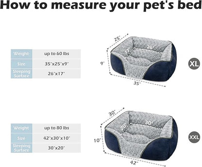 INVENHO X-Large Dog Bed Rectangle Washable Orthopedic Soft Calming Sleeping Durable Pet Cuddler with Anti-Slip Bottom