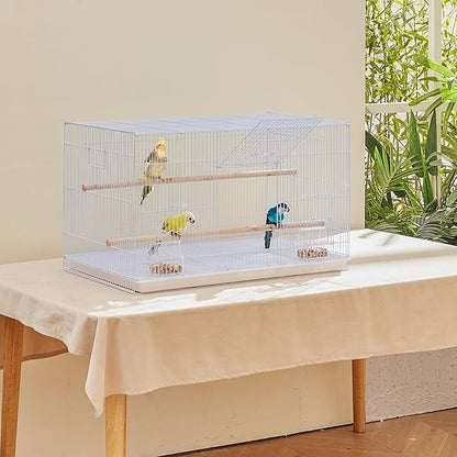 VEVOR 30-inch Flight Bird Cage, Stackable Bird Cage for Small Parrots Canaries Cockatiels Lovebirds Finches Budgies Conures Macaws Pet Travel Birdcage with Handle and Perches