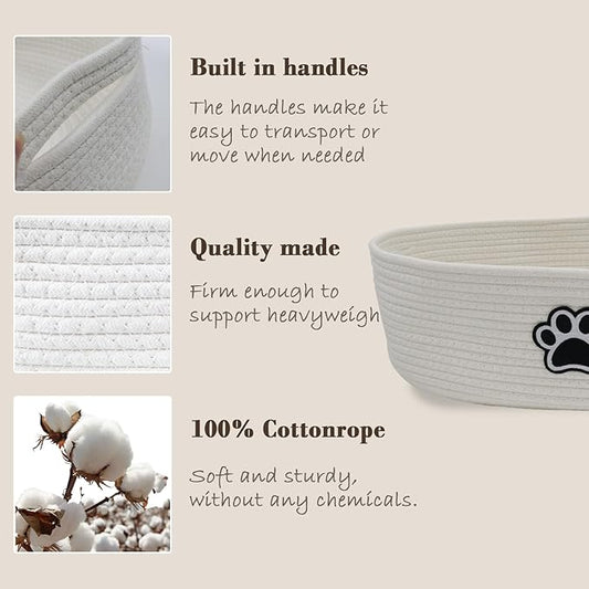Dog Toy Box Woven Basket,Dog Toys Basket,Dogs Organization and Storage,for Puppy Leash, Blanket Food, Accessories Pet and Household Storing