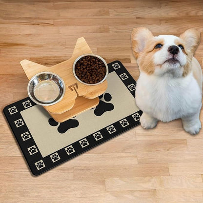 Absorbent Pet Dog Bowl Mat for Food and Water, Pet Cat Food Feeding Mat with Non Slip Rubber Backing, Dog Food Mats for Floors Waterproof, 12"x20"