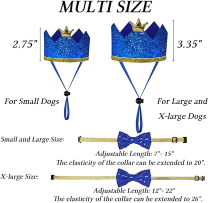 STMK Dog Birthday Party Supplies, Multi Size Dog Birthday Hat with Numbers Bandana Bow Tie for Large Extra Large Dogs Pets (Blue, X-Large)