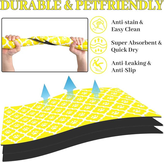 Dog Food Mat 24X32 Inch Pet Feeding Absorbent Mats for Floor Cat Water Bowl Placemats Non-Slip Washable Dog Mat for Food and Water