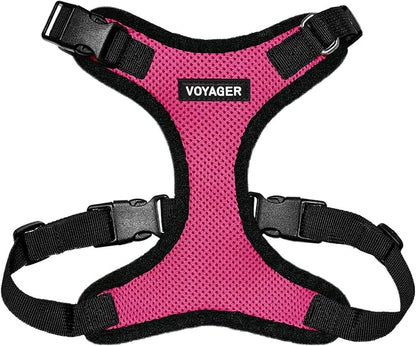 Voyager Step-in Pet Harness - All Weather Mesh, Adjustable Step in Harness for Cats and Dogs by Best Pet Supplies - Fuchsia/Black Trim, XS