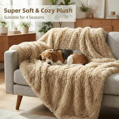 PJYuCien Dog Blankets for Small Medium Dogs Washable - Fluffy Fuzzy Cat Blanket for Couch, Puppy Throw for Furniture with Polyester Fleece, Super Soft Plush for Pet Kitten Doggy, Brown, 30" x 40"