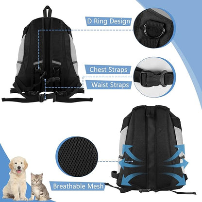 SMONT Dog Backpack Carrier Pet Lightweight Dog Carrier Backpack Small Dog Front Backpack Breathable Dog Carriers for Small Dogs with Safety Belt for Outdoor Hiking Travel Use S (2-7 lbs) Black