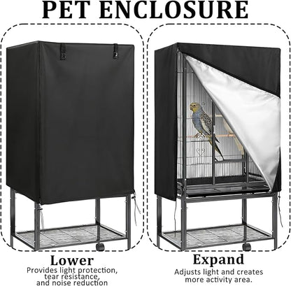 Bird Cage Cover 35"x25"x47" Heavy Duty Waterproof Bird cage Covers for Night, Zipper Panel Blackout Birdcage, Good Night Enclosure for Parakeet, Parrot, Cockatiel and More Finches
