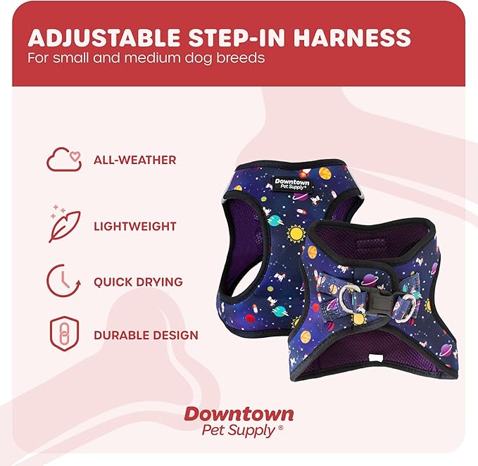 Downtown Pet Supply Step-in Dog Harness – No Pull, Adjustable Padded Mesh with Reflective Trim, Secure Buckle Strap – Comfortable & Breathable Small Dog Harness, Small, Space