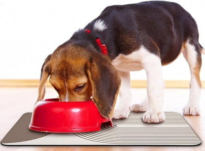 Dog Food Mats for Floors Waterproof, Cat Water Bowl Mats Pet Feeding Absorbent Mat Placemats for Food and Water Brown Bohemia 12 * 20 inch