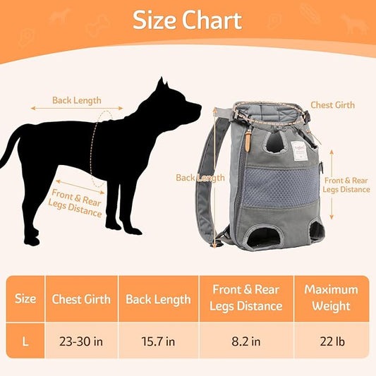Dog Carrier Backpack, Pet Front Carrier Backpack Legs Out Dog Chest Carrier for Small Medium Dogs, Hands-Free Cat Backpack Carrier Dog Travel Backpack Airline Approved Hiking Bike Motorcycle