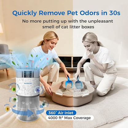 Air Purifier for Home Pets with Smart WiFi up to 4000Ft², H13 HEPA for Floating Pet Hair, Dander & Pet Odor, 7-Stage Filter, Electronic Aromatherapy Diffuse, 360° Wide Intake,22dB Ultra Quiet