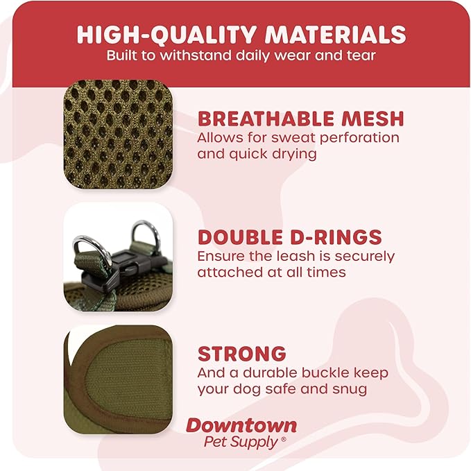 Downtown Pet Supply Step-in Dog Harness – No Pull, Adjustable Padded Mesh with Reflective Trim, Secure Buckle Strap – Comfortable & Breathable Small Dog Harness, Small, Hunter Green