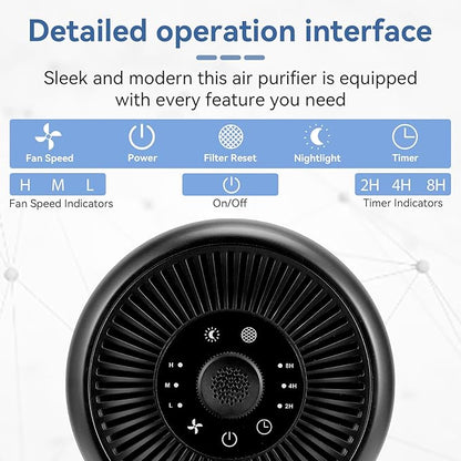 2 Pack YARIKI Air Purifiers for Bedroom Home with Aromatherapy Function,Small Air Purifier with Nightlight Speed Control,24dB Low Noise for Better Sleep,For Pet Room Dorm Kitchen,P60 (Black)
