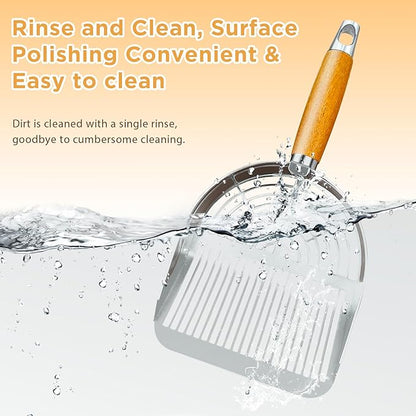 Cat Litter Scoop, Litter Scooper, Metal Cat Litter Scoop, Stainless Steel Cat Litter Scoop, Kitten Pooper Lifter, Kitty Metal Scooper with Holder for Cat Litter Box Strip Holes Easy Cleaning