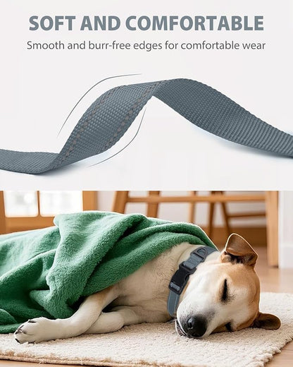 Joytale Large Dog Collar, Reflective and Adjustable Nylon Pet Collar with Quick-Release Buckle for Extra Large Dogs, Gray, XL