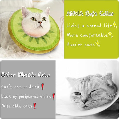 ANWA Adjustable Cat Cone Collar Soft, Cute Cat Donut Collar After Surgery, Kitten Recovery Cones to Stop Licking