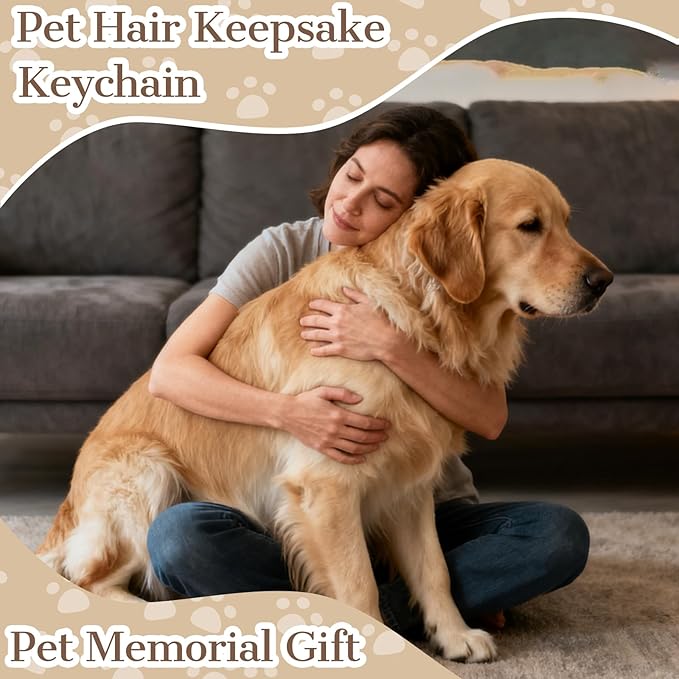 Eunigem Personalized Pet Memorial Gifts for Dogs Cats-Custom Dog Hair Keychain Paw Keychains for Dog Fur-Shaped Leather Keychain,Remembrance Accessory Pet Hair Keepsake for Bag or Key (Color-11)