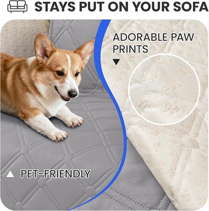 Waterproof Dog Bed Cover Pet Blanket, Soft Couch Cover for Dogs Washable, Non-Slip Dog Blanket Protect Furniture Couch Sofa Car for Puppy Large Dogs Cat (30x53 Inch, Light Grey)