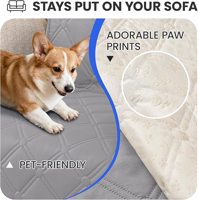 Waterproof Dog Bed Cover Pet Blanket, Soft Couch Cover for Dogs Washable, Non-Slip Dog Blanket Protect Furniture Couch Sofa Car for Puppy Large Dogs Cat (30x70 Inch, Light Grey)