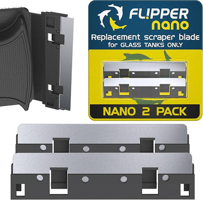 Flipper Nano Aquarium Algae Scraper for Fish Tank Cleaning Kits – Stainless Steel Replacement Blades for Glass Tanks – Aquarium Cleaner Blades, 2 Pack