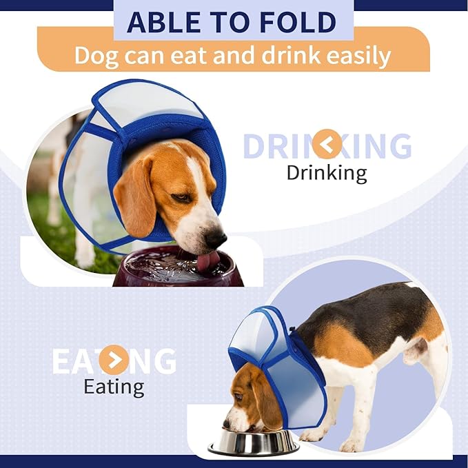 Allroaring Dog Cone Collar After Surgery, Soft Dog Cones for Large Dogs, Breathable Pet Elizabethan Collar Dogs Recovery Cone to Stop Licking Protective Wound Lightweight E-Collar, Blue XL