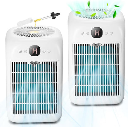 Air Purifiers for Home Bedroom Up to 908 Sq Ft Each One by 10W Brushless DC Motor, Dual Air Intakes, 3-in-1 HEPA Filter with Sleep Mode, Aromatherapy, for Smoke, Pet Dander, Pollutants Odor, 2 PACK