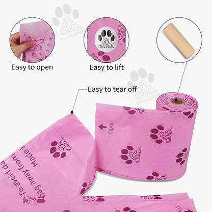 Dog Poop Bags Rolls with Dispenser 150 Count Biodegradable Bags for Dog and Cat Lavender Scented Waste Bag Leak Proof Doggie Poop Bag Doggy Trash Bag Purple