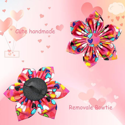 Lionheart glory Easter Dog Collar with Flower Carrot Print Dog Collar Girl Soft Durable Adjustable Collar Flower Spring Collar Dog Bow for Medium Dogs