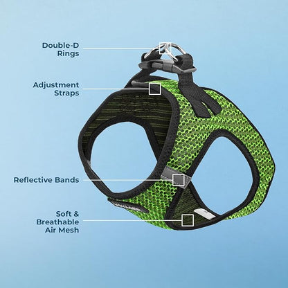 Best Pet Supplies Voyager Step-in Air Harness - All Weather Mesh, Reflective, No Pull Harness for Dogs, Cats - Secure with Hook & Loop Fastener, Buckle, Double D-Rings - Lime Green 2-Tone, M